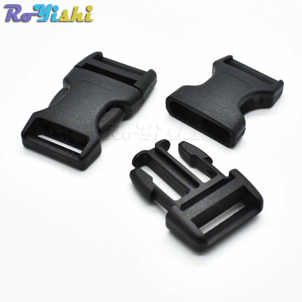 2pcs/pack 20mm 25mm Contoured Curved For Paracord Bracelet & Dog Harness Plastic Buckle Black Backpack Straps Webbing