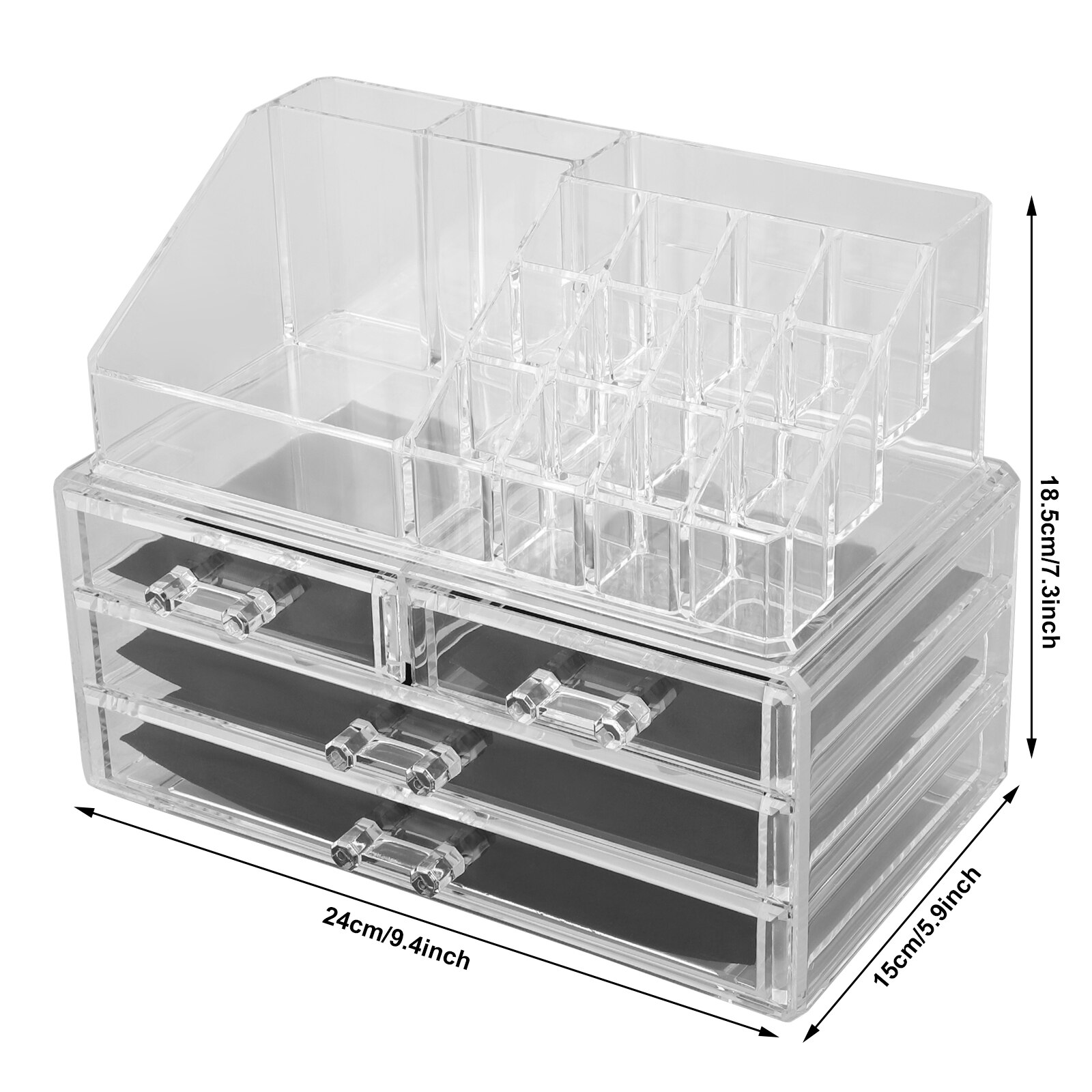 Organizador de maquillaje transparente, compacto, estantería, colorete, resaltador, sombra de ojos, soporte de exhibición, cajón de caja de almacenamiento de cosméticos