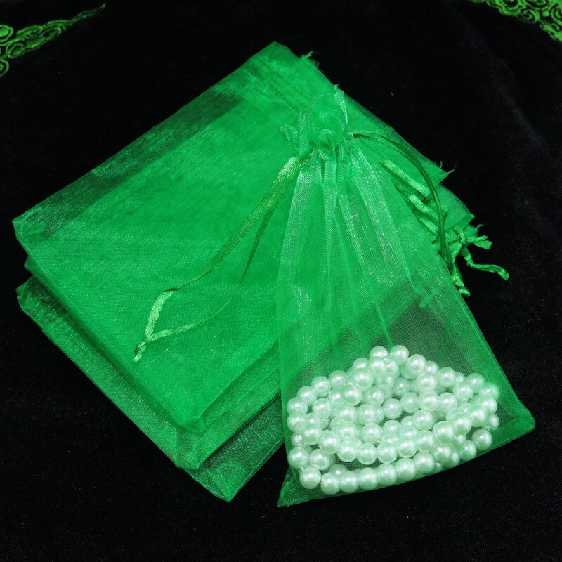 10 stücke 10x15 cm transparent Organza Beutel Hochzeit Geburtstag Party Süssigkeit Schokolade Taschen Weihnachten Halloween Kasten Verpackung taschen: Grün