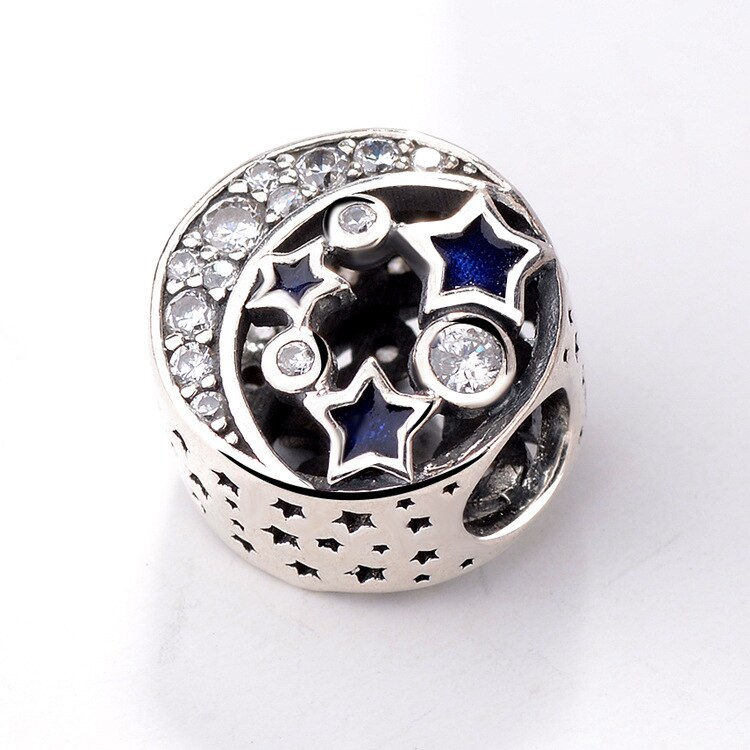 925 Sterling Silver Beads Charms Blue Crystal Starfish Star Dangle Charm Fit Original Pan Bracelet For Women DIY Jewelry: 2