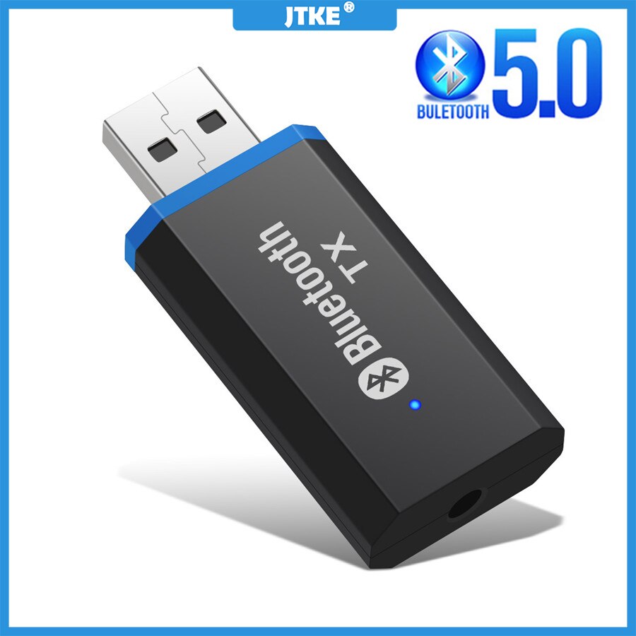 Jtke transmissor de áudio, bluetooth 5.0 + edr, para tv pc, sem driver, usb, transmissor dongle de áudio 3.5mm, jack aux, adaptador sem fio #4879