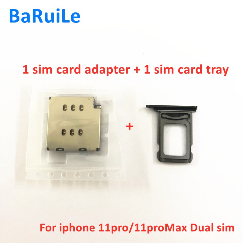 BaRuiLe 1set for iPhone 11 Pro /11proMax Dual SIM Card Reader +SIM Card tray Holder Slot Adapter Replacement