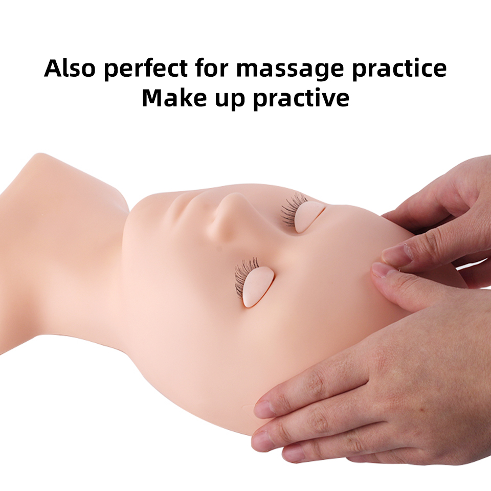 THINKSHOW práctica extensión de pestañas cabeza de maniquí con párpados maniquí rosa/Natural/marrón cabeza de entrenamiento herramientas de maquillaje