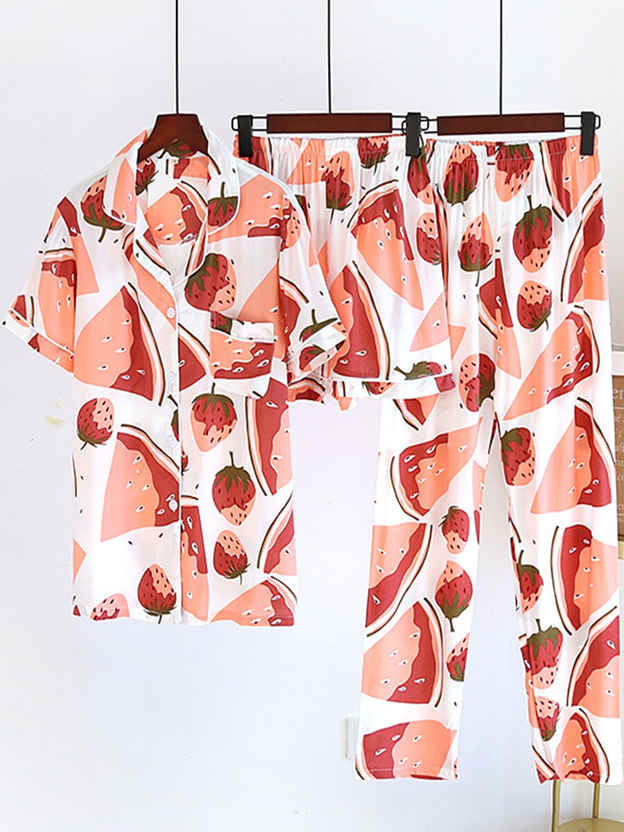Maternity Women Clothes Summer Breastfeeding Pajamas For Pregnancy Women Cotton Short Sleeve Top+Short 3pcs Outerfit: 1 / L