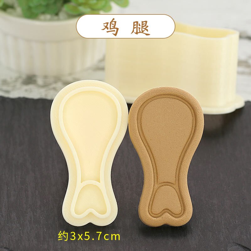 Huisdier Biscuit Mold Cartoon Kat Poot Hond Bone Kip Been Kleine Vis Zelfgemaakte Hond Snack Diy Bakvorm Pla Plastic cookie Cutter: Chicken leg