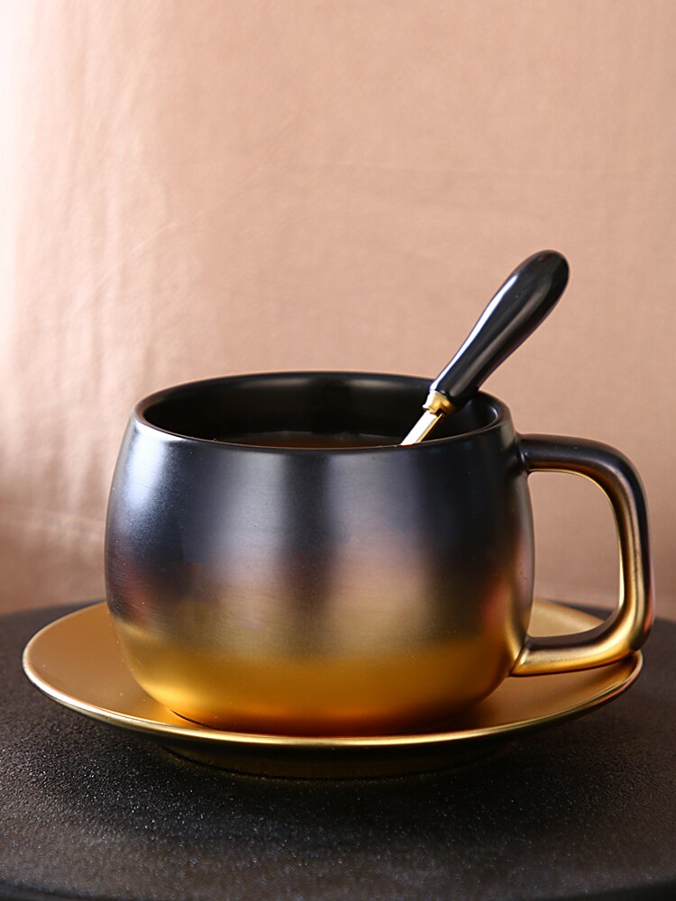 Ethiopian Coffee Cups Porcelain Simple Handle Cup Saucers Set Breakfast Tea Mugs Arabic 4 Piece Canecas Birthday AC50BS