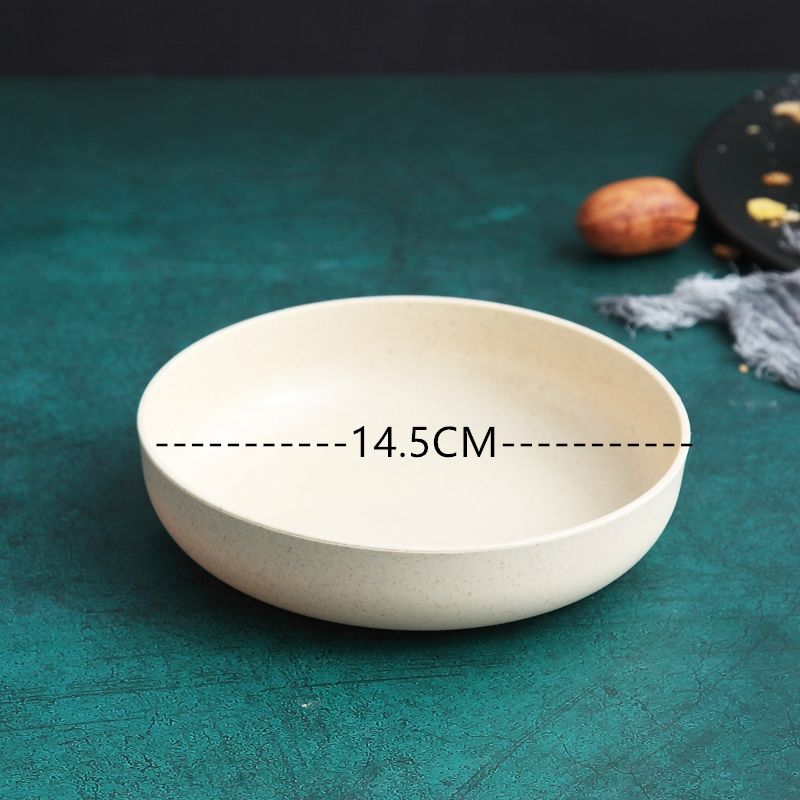 4PCS little plates for home use wheat straw plates for bone spits and side dishes for home use lovely fruit cakes: beigeX4