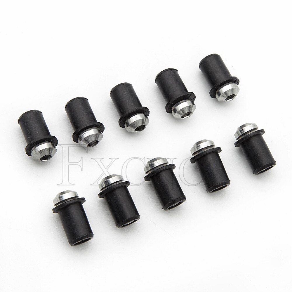 10 Uds. Tuercas universales de goma para motocicleta de 5mm/0,20 pulgadas, carenado de parabrisas, tornillos de aluminio anodizado para Moto