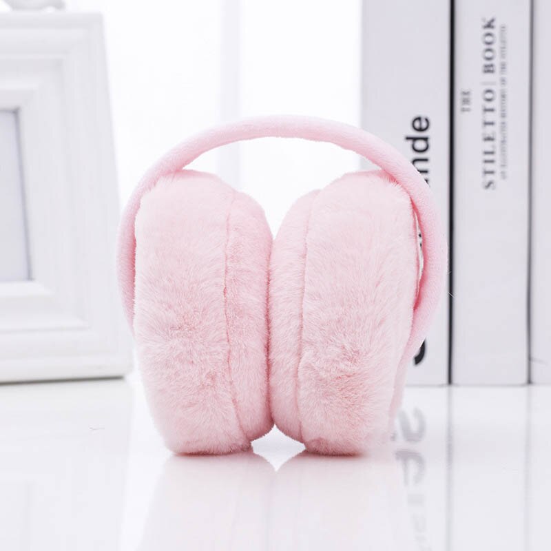 Hiver unisexe hiver cache-oreilles en peluche pliable couleur unie femmes hommes chauffe-oreilles Orejeras De Invierno: Pink
