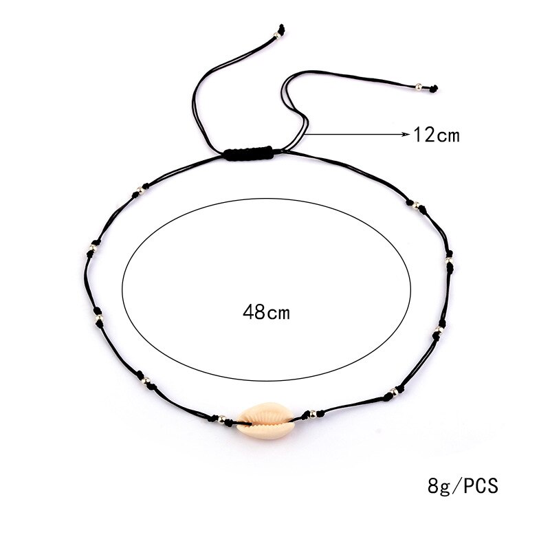 Conch Havaiian Zee Shell Choker Shell Hangers Ketting Strand Vrouwen Natuurlijke Shell Sieraden zwarte Ketting Chokers