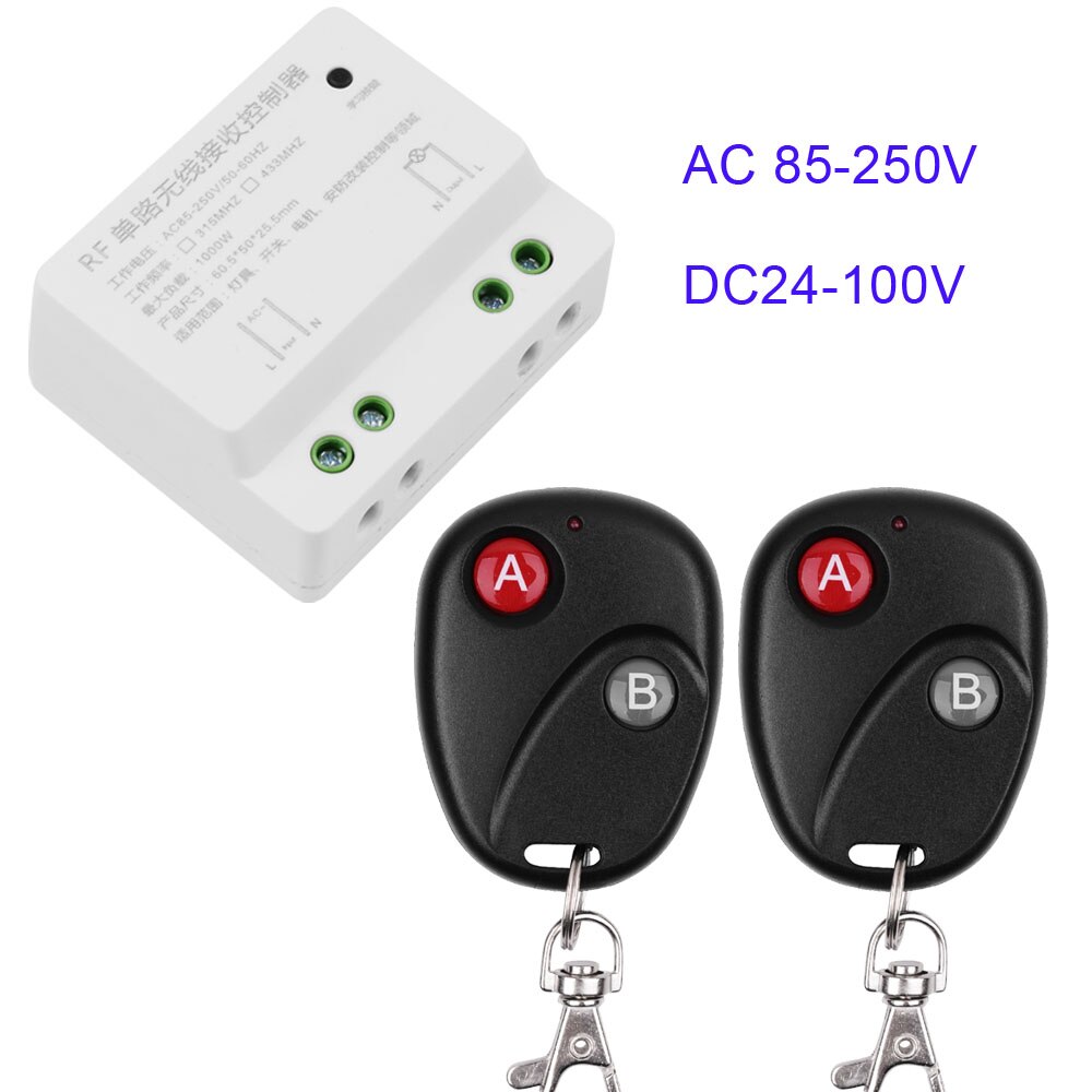 AC 110V 220V 10A Relay Wireless Remote Control Switch Wireless Receiver RF Black Transmitter For Hall Bedroom Lights Lamp ON OFF: 2 remote 1 receiver