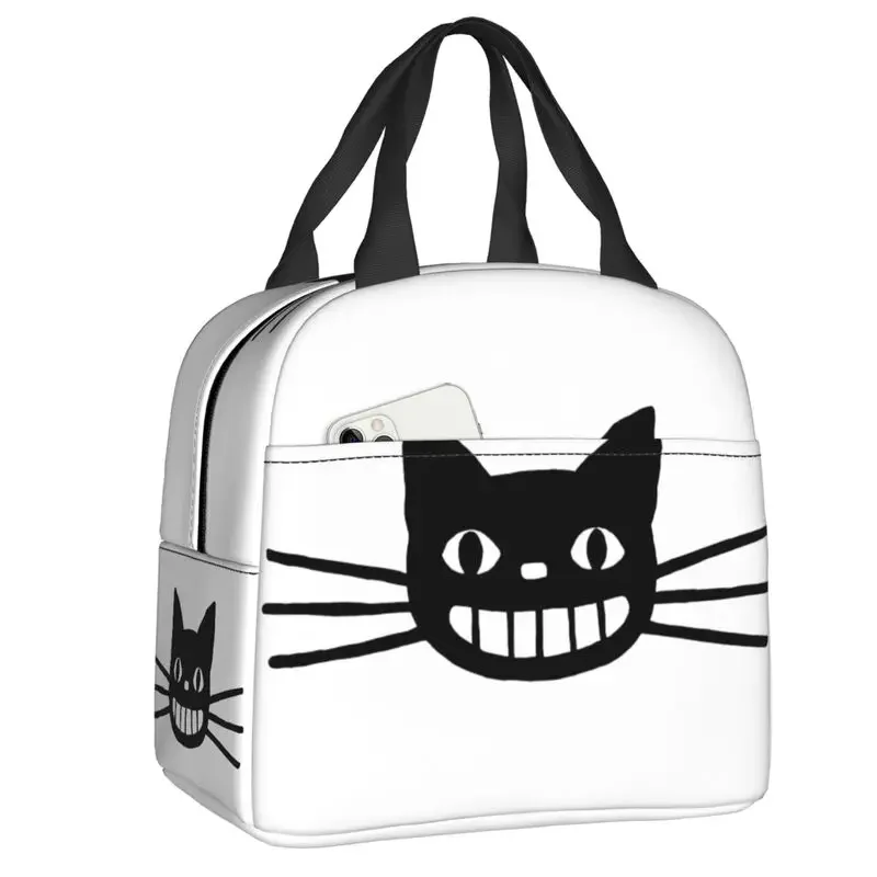 Aangepaste zwarte kat lunchtas dames warme koeler geïsoleerde lunchcontainer box voor student schoolwerk picknick voedsel draagtassen: Clear
