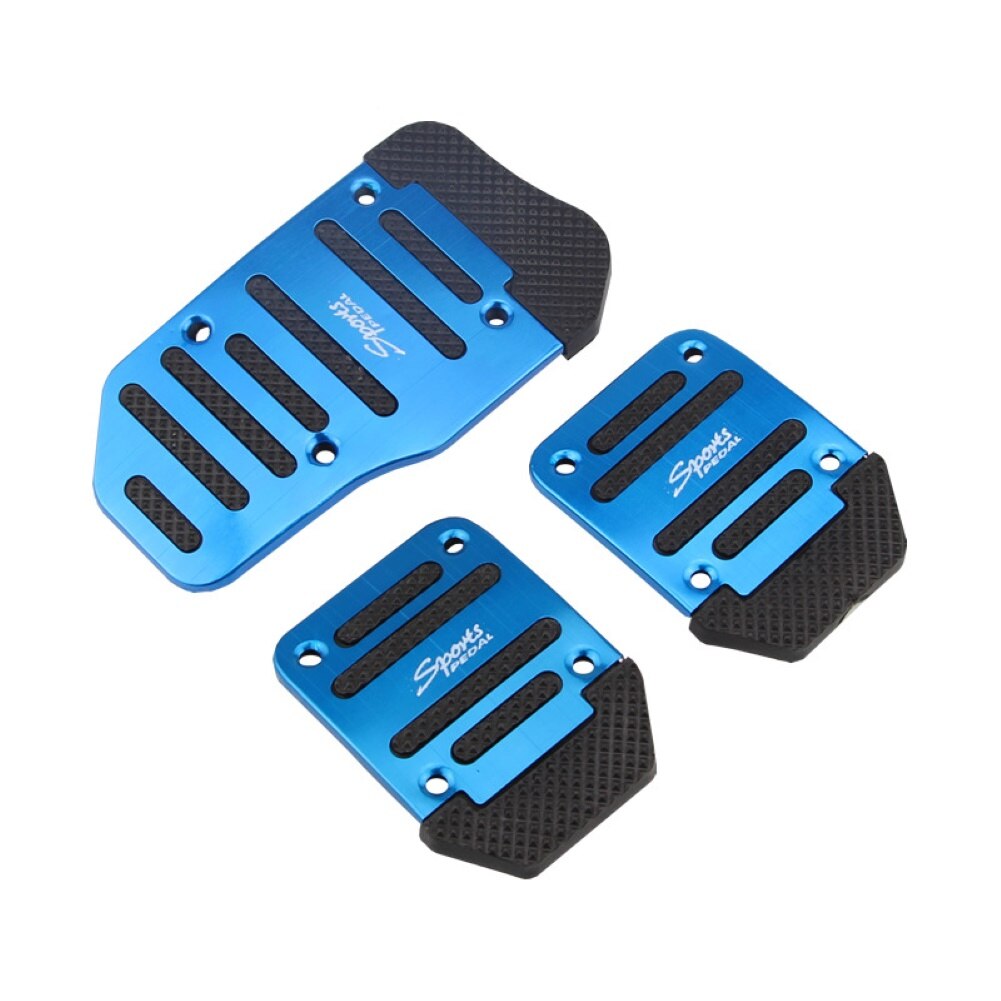 2Pcs/3Pcs Car Vehicle Automatic Manual Accelerator Brake Metal Foot Pedal Set: 3pcs Manual Blue