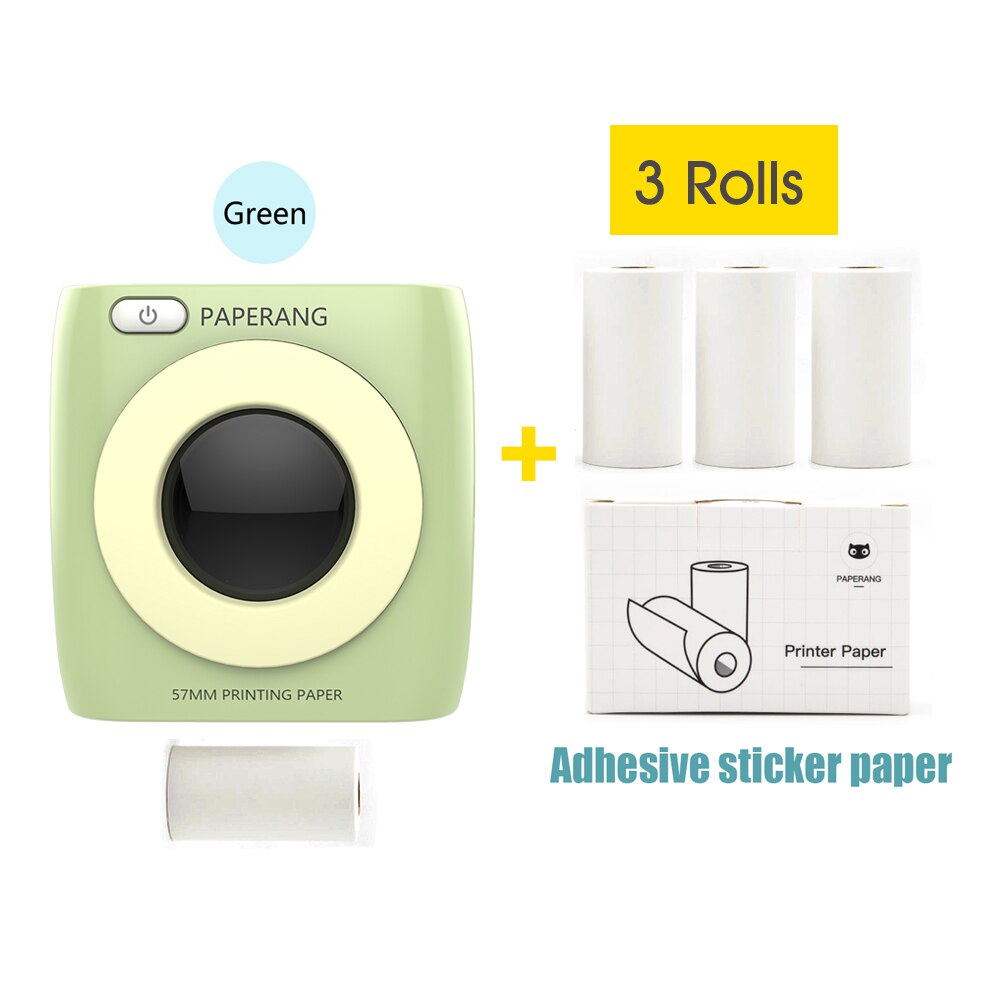 Paperang P2 Pocket Printer 300Dpi Bt Draadloze Printer Draagbare Thermische Printer Voor Foto Compatibel Met Android Ios Windows Mac: Green-3 Sticker