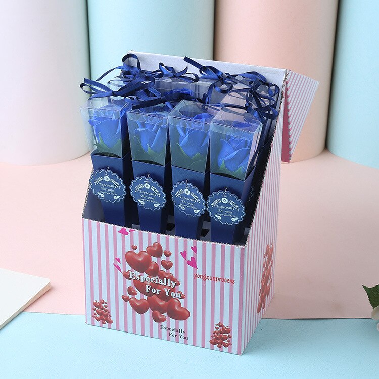 Flores de jabón de rosas, favores románticos de la boda, , de San Valentín, 12 Uds.: 12pcs Blue