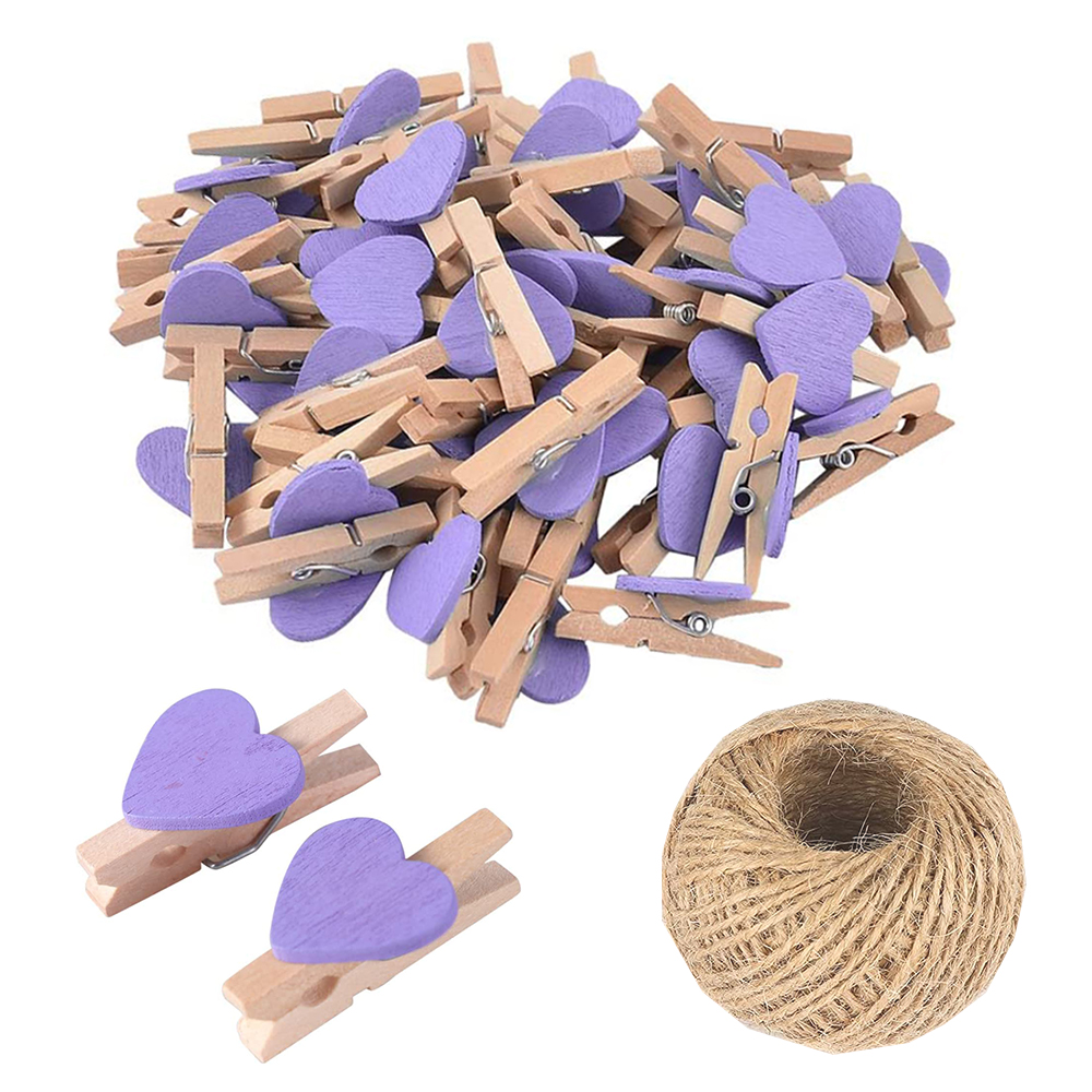 25/30mm Natuurlijke Houten Gekleurde Foto Mini Clips Memo Papier Peg Wasknijper DIY Briefpapier Kerst Bruiloft Home decor: plum