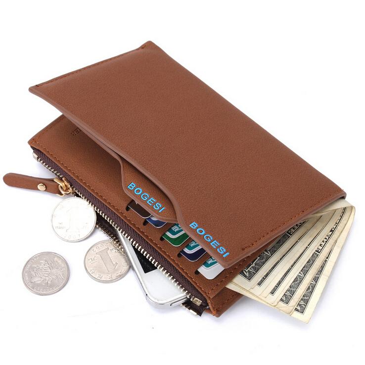 Bogesi hommes en cuir portefeuille avec fermeture à glissière homme sac à main amovible crédit porte-carte monnaie poches pour homme