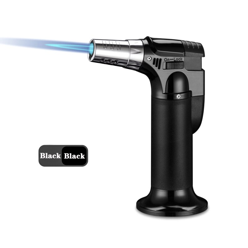 Cigaratte Aansteker Bbq Butaangas Torch Winddicht Verstelbare Vlam Aanstekers Voor Keuken Outdoor Camping: C Black