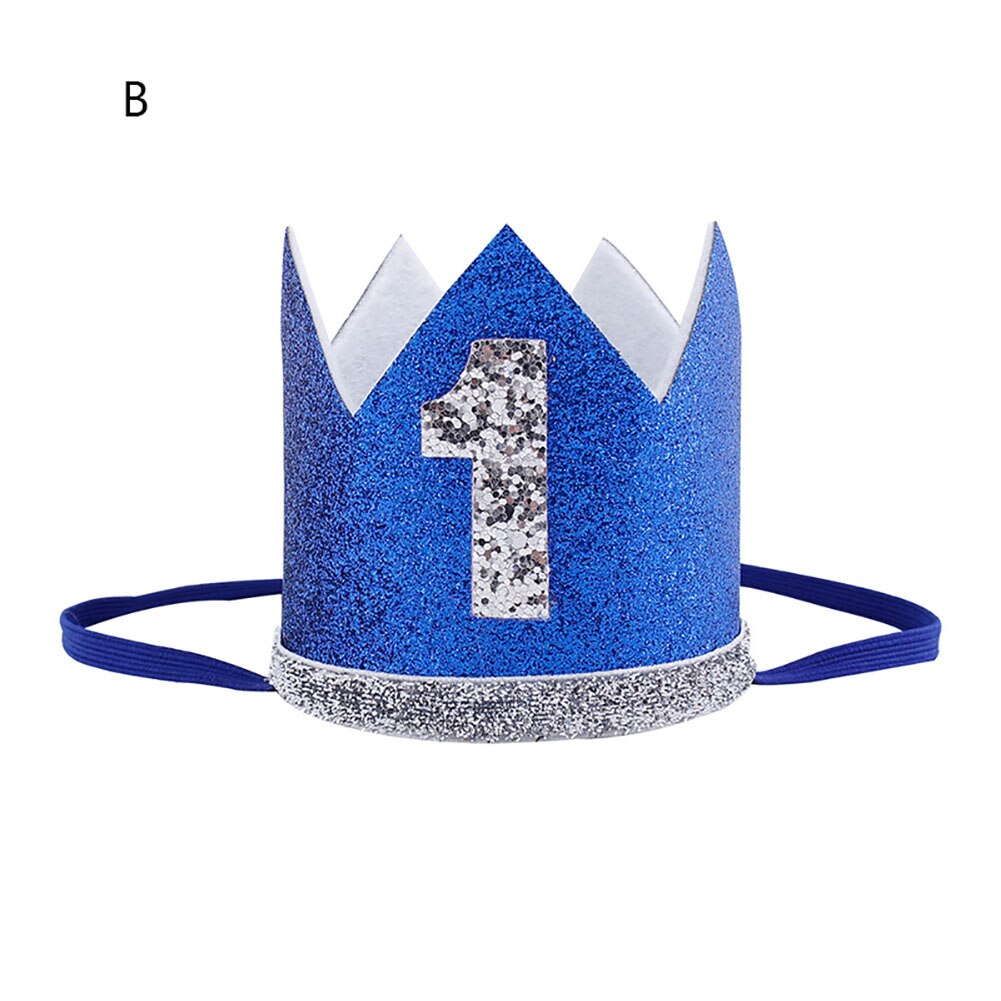 Corona de plata para cumpleaños, sombreros para , niños, niñas, niño, un año, corona de princesa, diadema, de bienvenida del bebé, suministro de decoración para fiestas: B