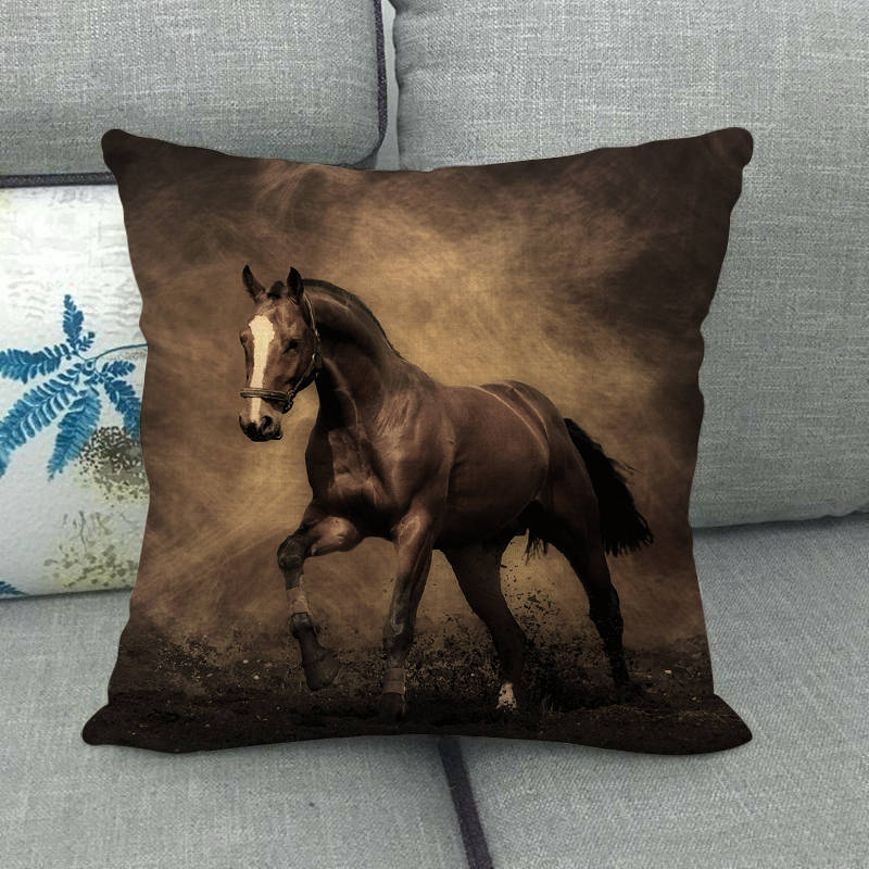45cm * 45cm running horse linnen/katoen sierkussen covers couch kussenhoes home decor kussen