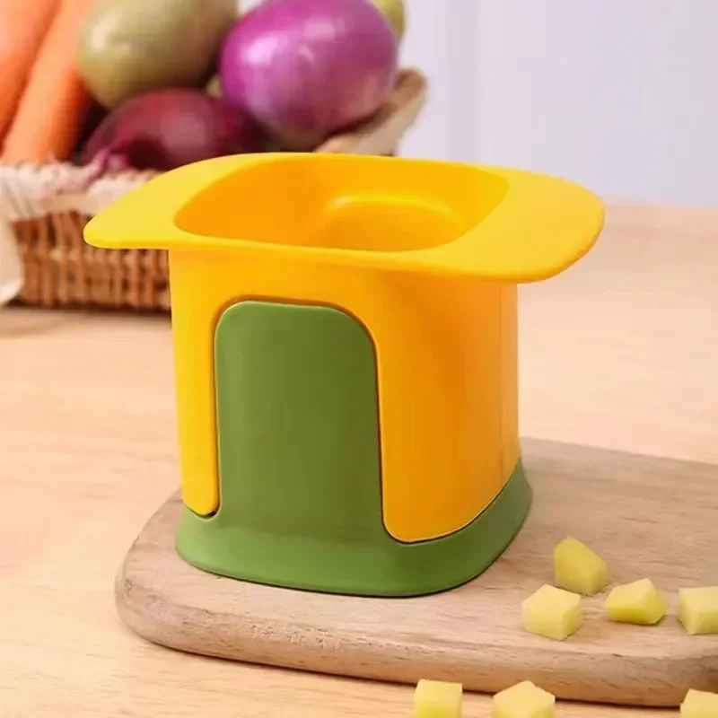 Groentenhakker Uienhakker Handvat Voedselrooster Voedselhakker Keuken Groentesnijder Dicer Gesneden Aardappelversnipperaar: Geel