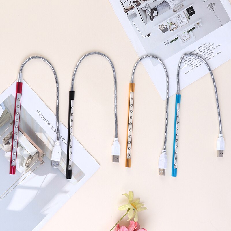 Lámpara de lectura para ordenador portátil, luz Led Mini Flexible, USB, 10 Luces, 1 unidad