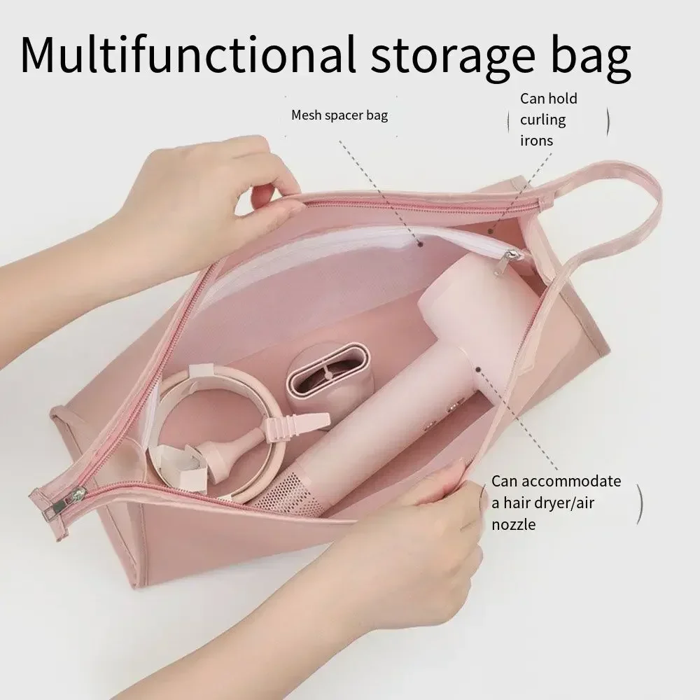 Storage Bag Portable Hair Dryer Curler Travel Organizer Dustproof Zipper Case with Protective Cover Compact Girls Accessories