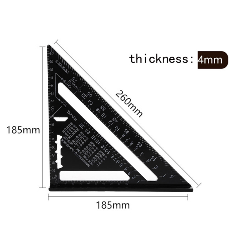 KALAIDUN Triangle Angle Ruler Squares Triangular Measuring Ruler Woodwork Angle Protractor Trammel Gauge Measuring Tool: 7inch black