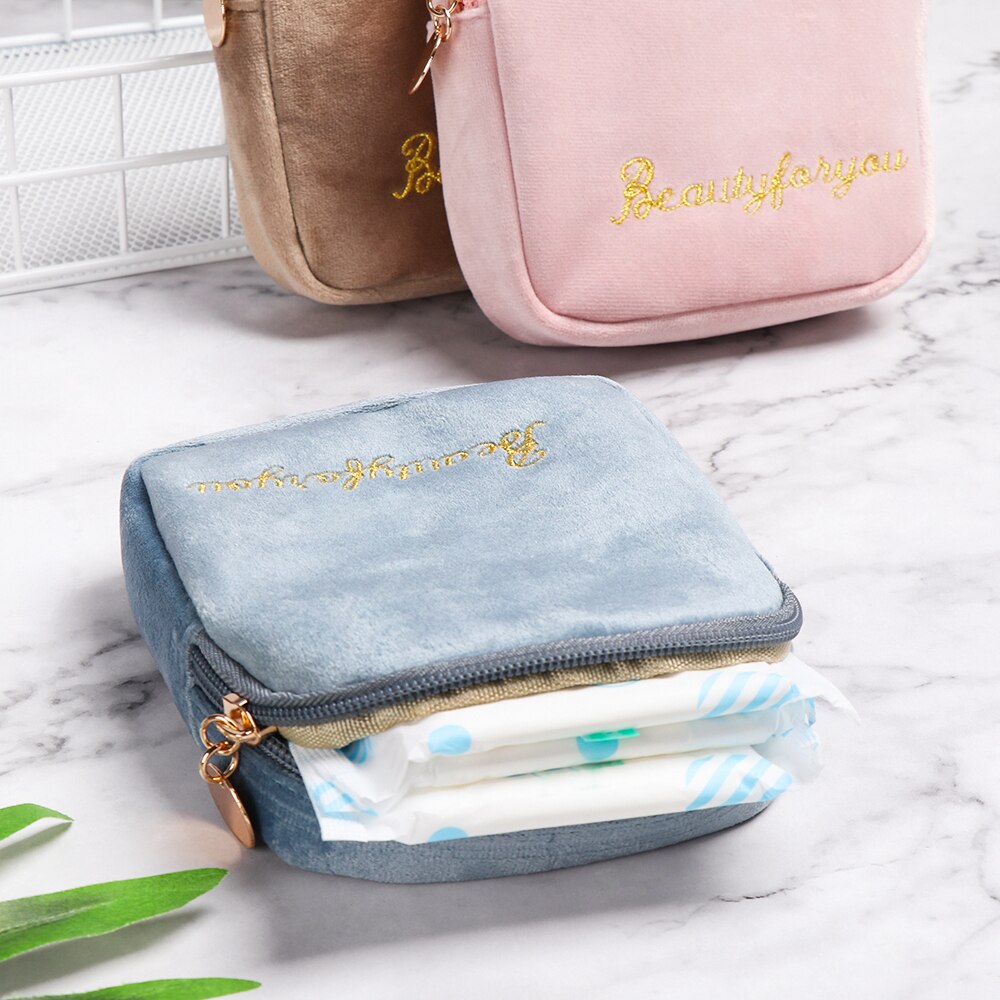 Tampon Storage Bag Sanitary Pad Pouch Women Napkin Cosmetic Bags Organizer Ladies Makeup Bag Girls Tampon Holder Organizer