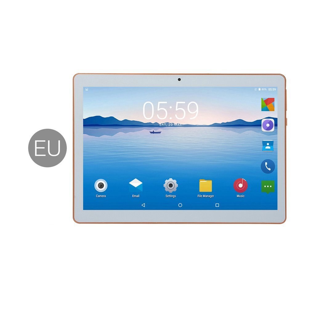 10.1 Inch IPS Screen Android 8.0 Ten-core Tablet PC 6GB+64GB Dual SIM Card Slots 3G Phone Call With GPS FM (US EU UK AU): golden EU