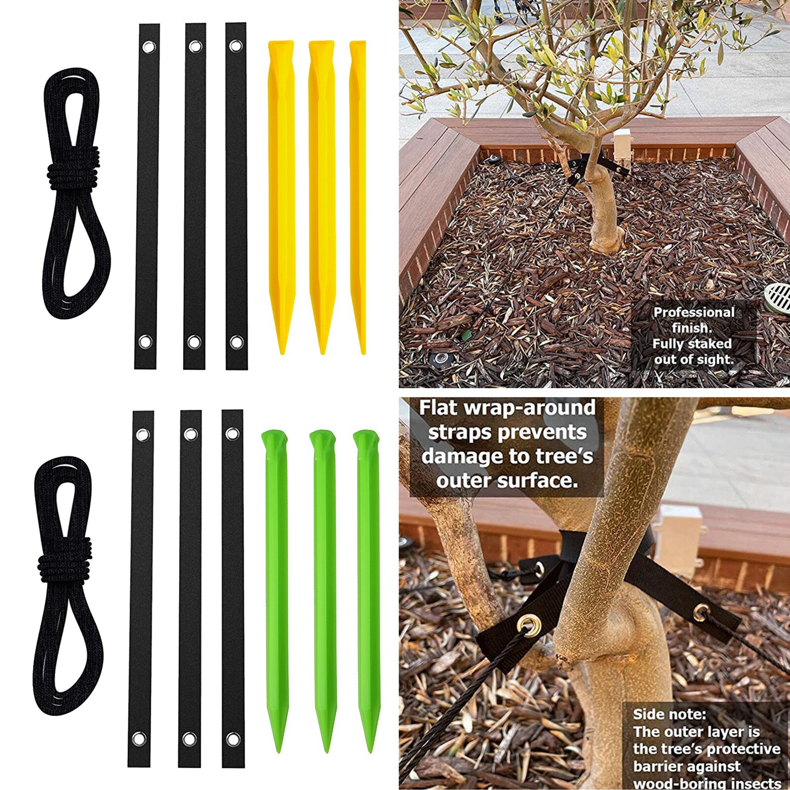 Tree Stake Set 3 Piece Anchor Kit Tree Leash Strong Rope for Young Trees Protect Your Investment with This Stake Kit
