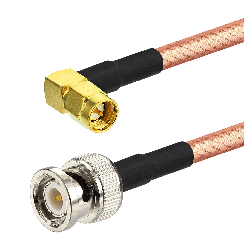 Cable BNC-SMA BNC de Superbat, enchufe recto a SMA, enchufe de ángulo recto RG142, 20cm para Estación Base de telecomunicaciones, antenas de Radio Ham GPS