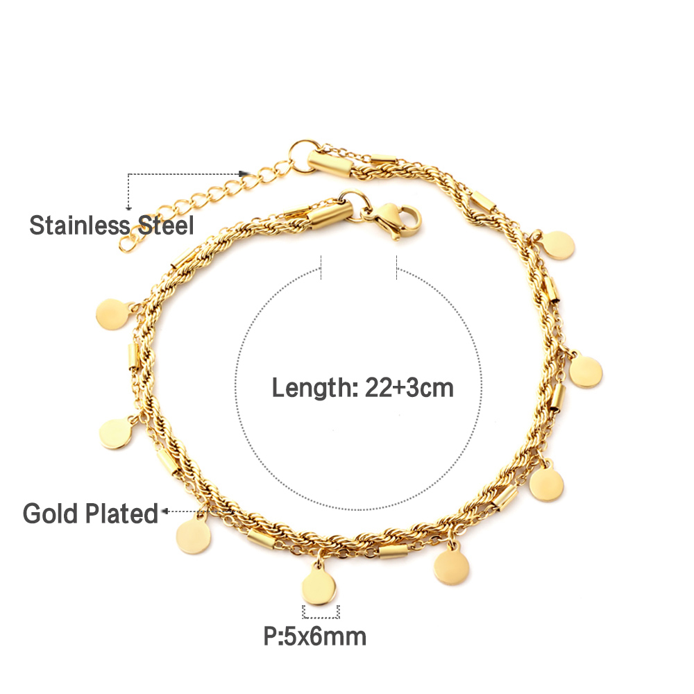 Simple Gold Color Stainless Steel Anklets Bracelets Women Tassel Starfish Leg Chain Heart Tag Foot Jewelry Summer Accessories: Platinum Plated