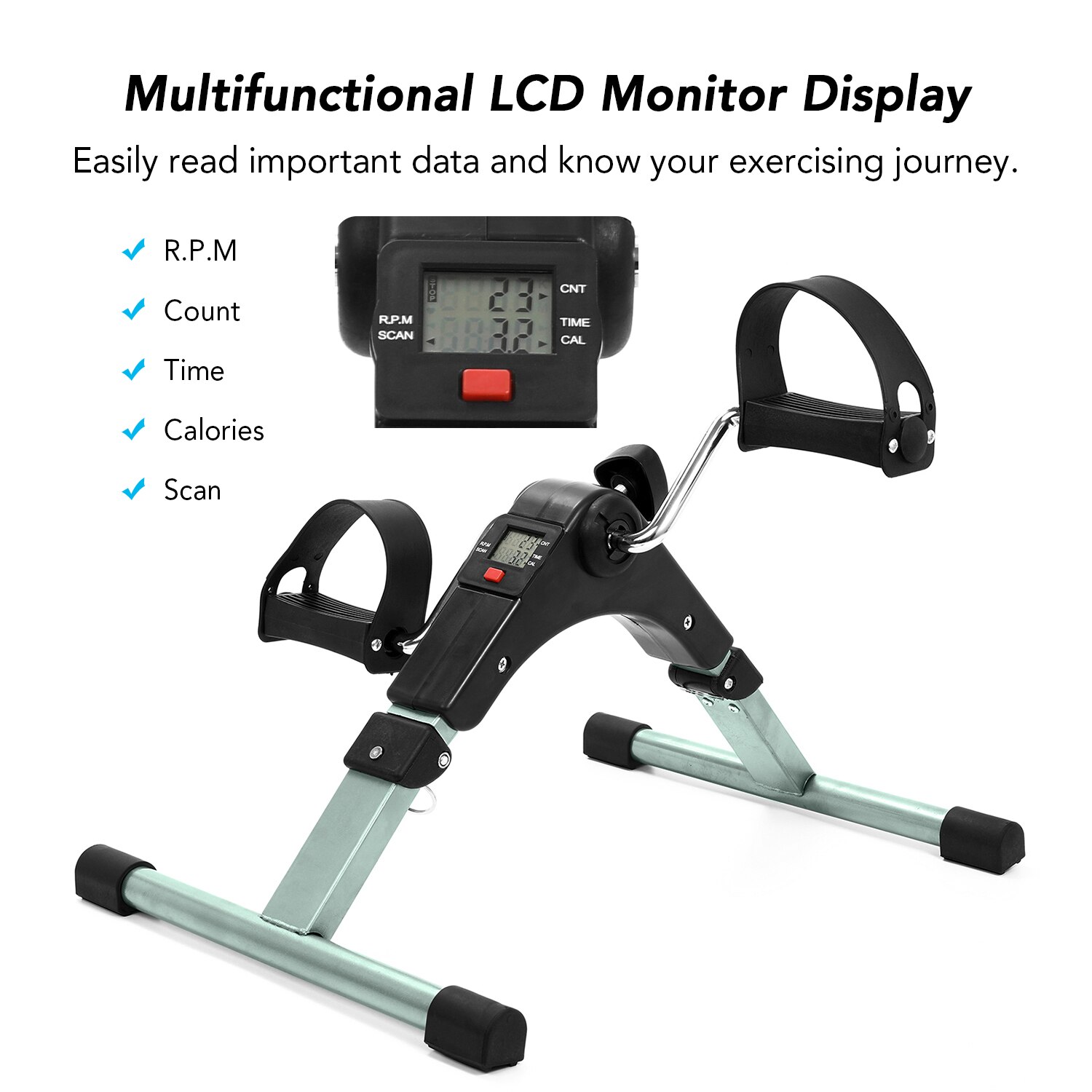 Mini folding fitness pedal stepper træningsmaskine lcd display indendørs stepper med justerbar modstand til hjemmekontor gym