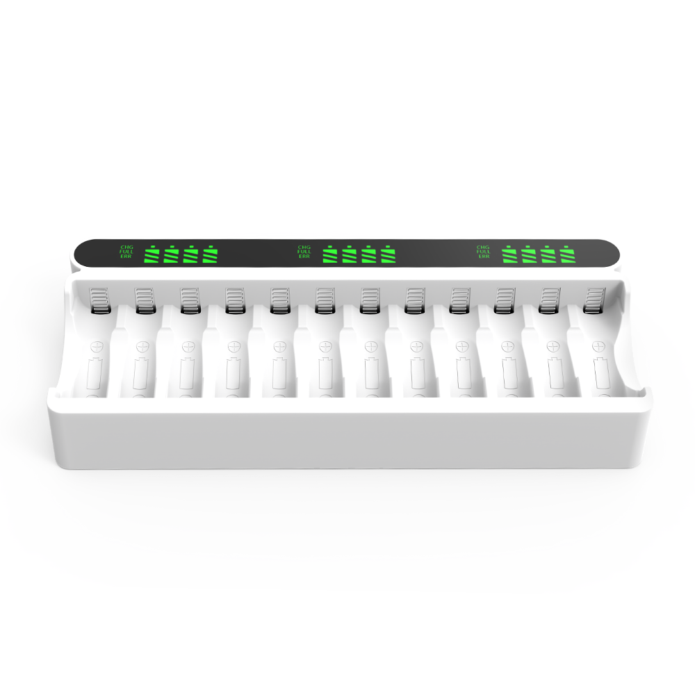 VariCore Neues intelligentes 12-Slot-Ladegerät VC12 Typ C speziell für 1,2 V AA/AAA Ni-MH/Ni-CD-Akku