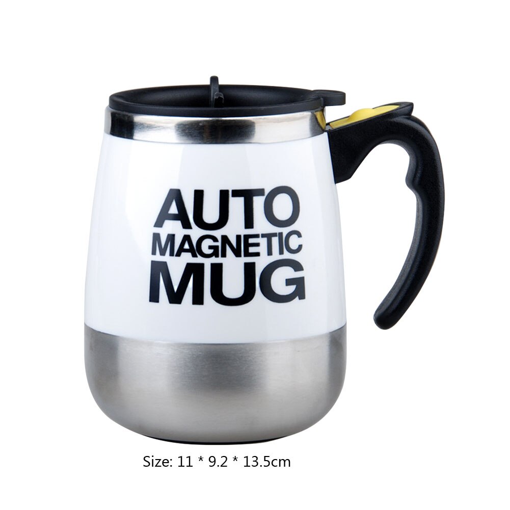 Automatic Self Stirring Magnetic Mug Stainless Steel Self Stirring Mug with Lid Auto Electric Coffee Milk Mixing Cup Thermal Cup: white
