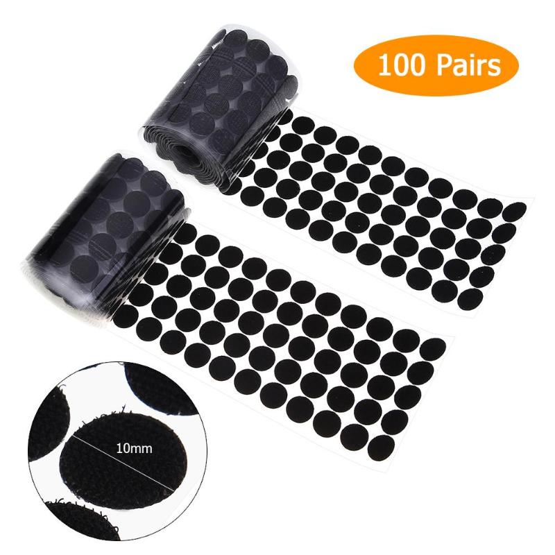 10Mm 100 Pairs Dots Sticker Klittenband Dubbelzijdige Sterke Self Nylon Plakband Drukknoop Naaien gereedschap: Black