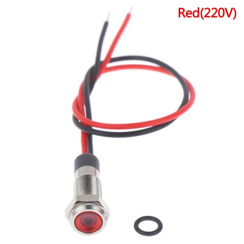 IP67 Waterproof LED Metal Warning Indicator Light 6mm Pilot Signal Lamp 3v-6v/12-24V /220v Red Yellow Blue Green White: Red 220V