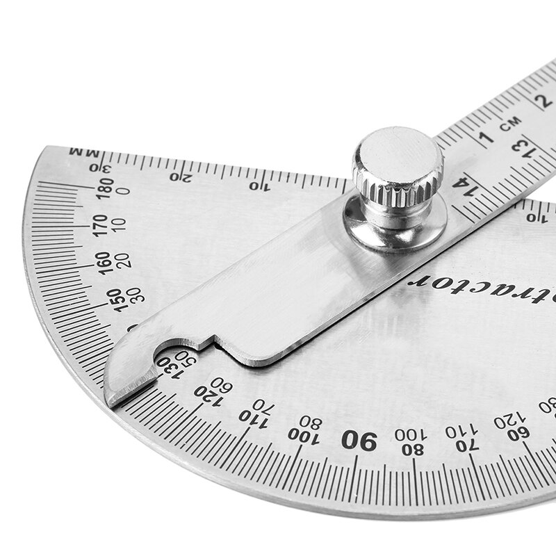 Adjustable 15cm 180 Degree Protractor Multifunction Stainless Steel Roundhead Angle Ruler Mathematics Measuring Tool