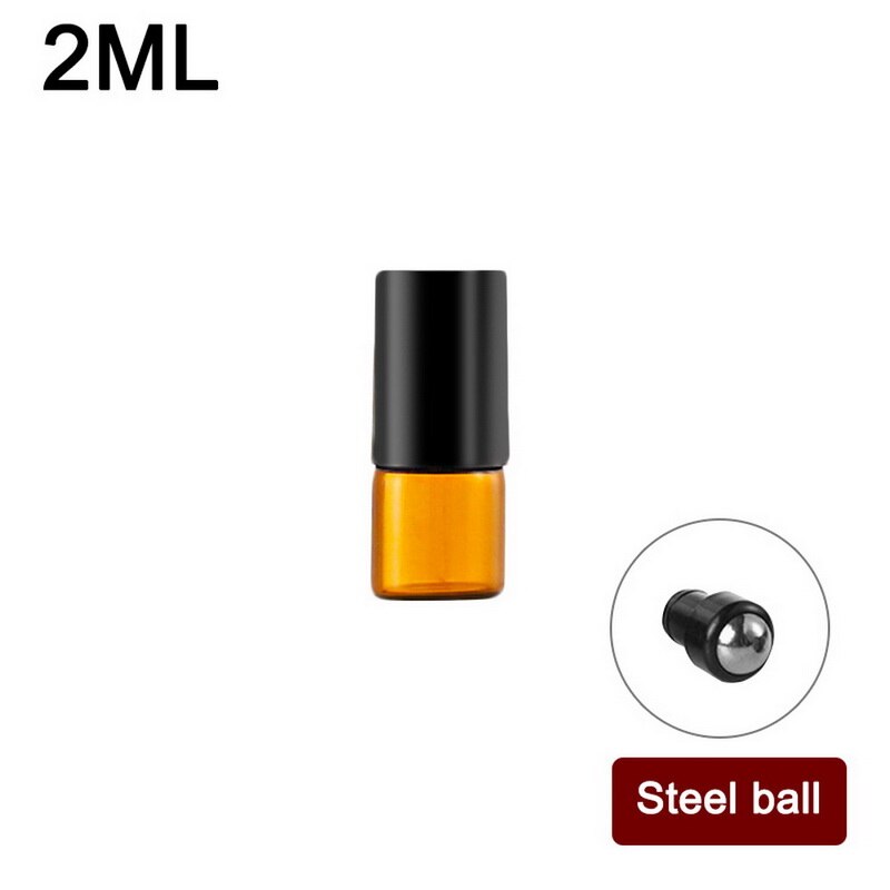 2ml, 3ml, 5ml, 10ml, bouteille en verre brun, cristal mince, petite bouteille de parfum d'huile brune, bouteille d'échantillon d'essai: 2ml steel ball