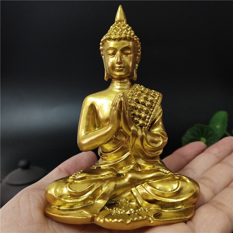 Statue de bouddha en or thaïlandais feng shui, Sculpture de méditation, en résine, artisanat, décoration de jardin pour la maison