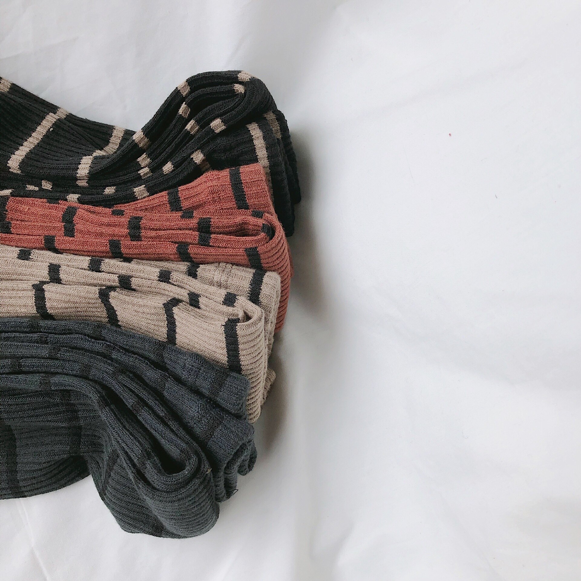 2-8 år höst barn flicka randiga leggings casual slim fit resår midja thigts barn ribbade leggings för flicka