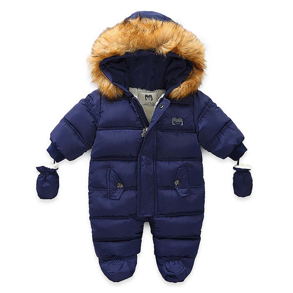 Baby jenter gutter glidelås jumpsuits med hansker, vinter romper jumpsuit romper antrekk: En / 9m