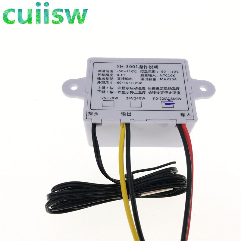 DC12V AC220V XH-W3001 Temperature Controller Digital LED Temperature Controller Thermometer Thermo Controller Switch Probe 220V