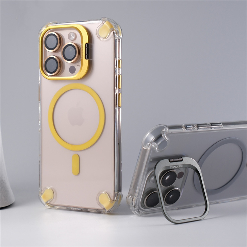 Luxe Lenshouder Clear Magsafe Telefoonhoesje Voor iPhone 16 15 14 15 Pro max Hoek Anti-val Schokbestendige Cover voor Draadloos Laden