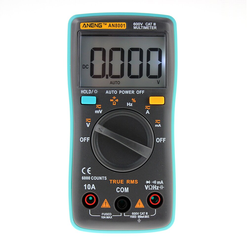 Digital Multimeter 6000 Counts Backlight AC/DC Ammeter Voltmeter Ohm Portable Meter Tester AN8001 LCD Display Multimetro