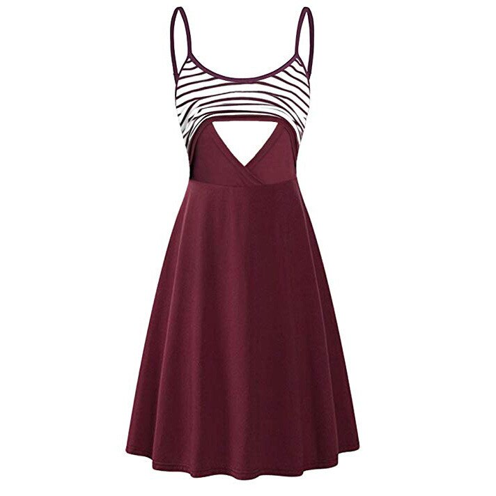 HAPPY MAMA. Dames 2in1 Zwangerschap Geplooide Stilljurk Skaterjurk Mouwloos. 808p (Plum, Marine met bloemen, 3XL