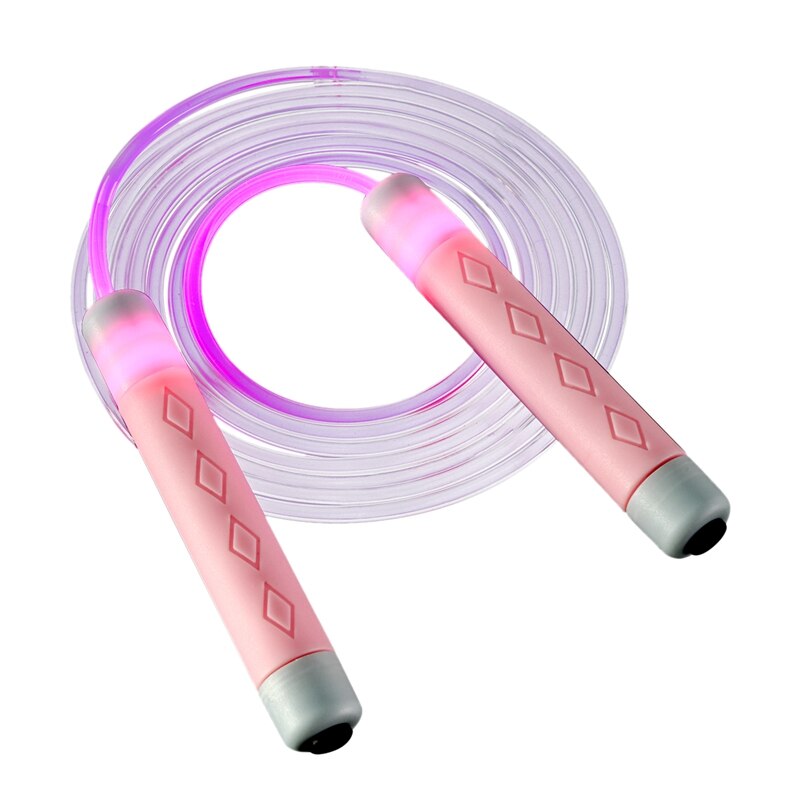 LED Glowing Jump Rope Adjustable 2.8M Light Up Skipping Rope for Kids Boys Girls Exercise Fitness Training Home: Pink