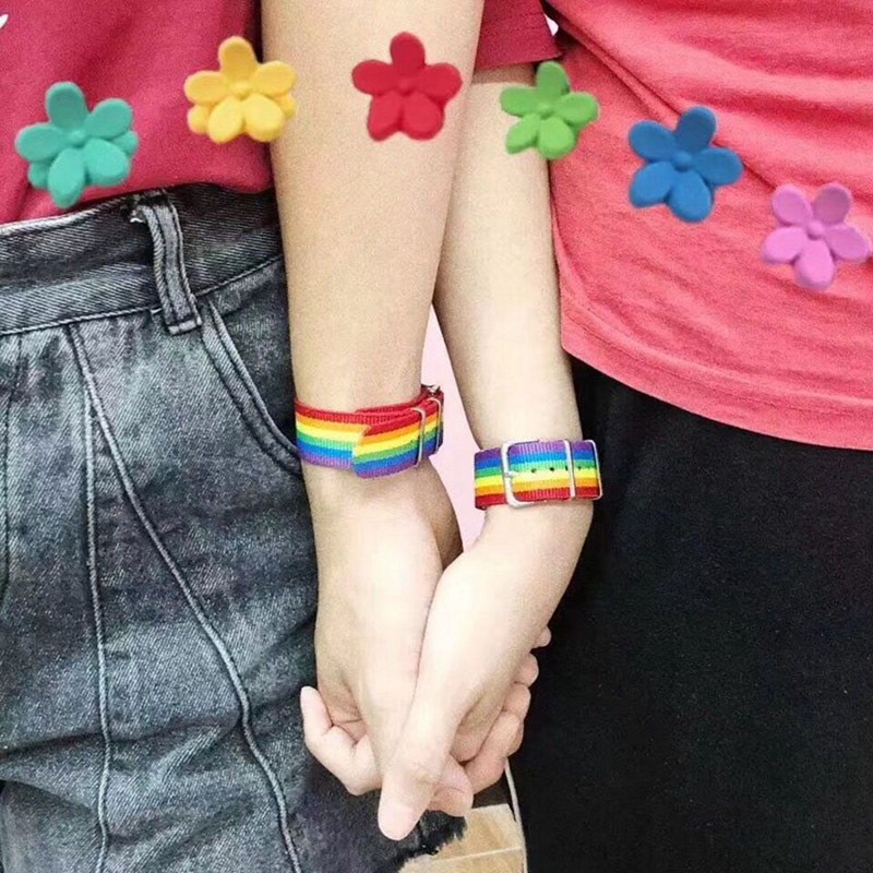 Nylon Rainbow Strap Bracelet Rainbow Bracelet Couples Bracelet LGBT Pride Bracelets For Women
