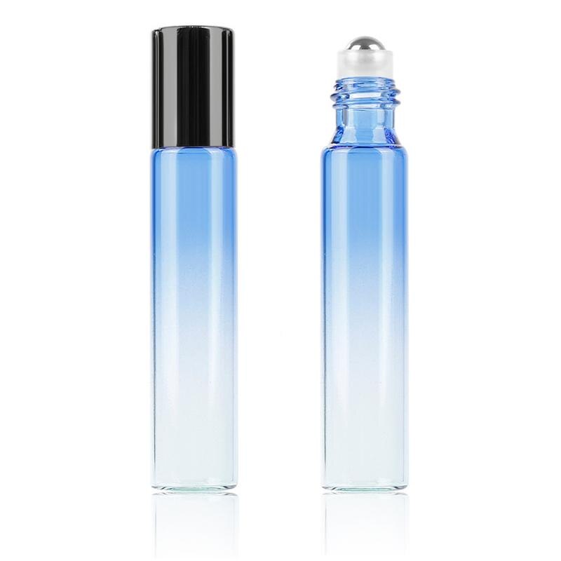 10Ml Gradiëntkleur Dik Glas Roll Op Essentiële Olie Lege Parfum Fles Roller Ball Fles Duurzaam Voor Reizen Hervulbare